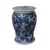 Asian Distressed Blue & White Porcelain Round Butterflies Stool Side Table For Sale - Image 3 of 7