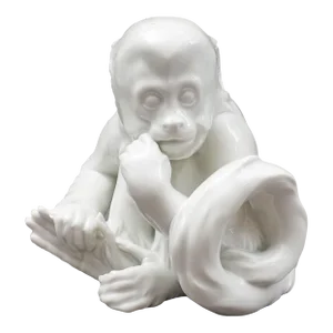 Antique Robert Ullmann Royal Vienna Augarten Wien Austria White Porcelain Sitting Monkey Figurine
