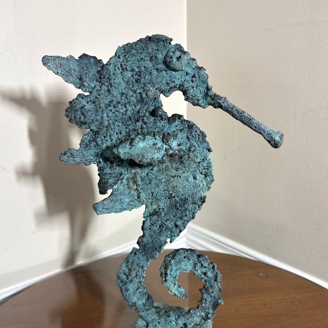 Early 21st Century Bronze Artist Made Brutalist Style Seahorse Sculpture For Sale - Image 4 of 6