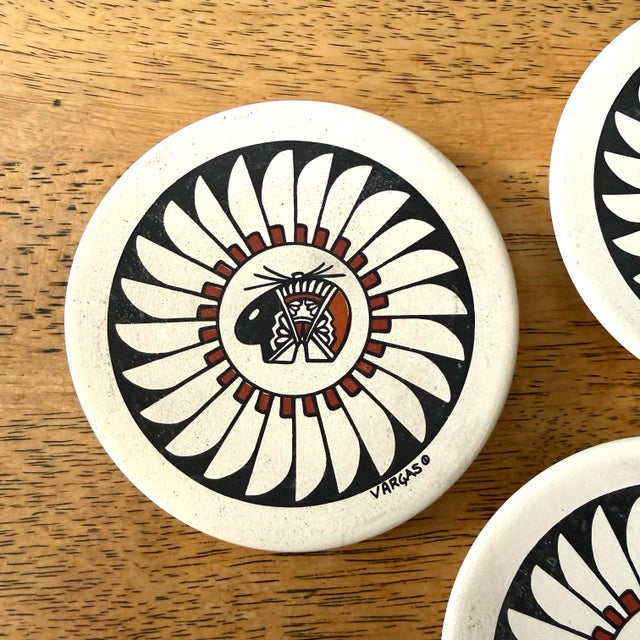 American Late 20th Century Native American Acoma Pottery Coasters, Set of 3 For Sale - Image 3 of 6