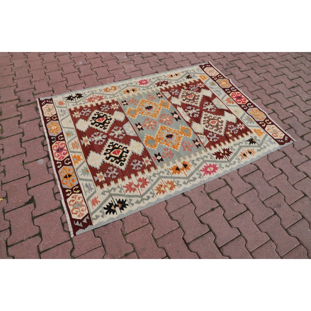 Turkish 1970s Southwestern Style Geometric Turkish Kilim Rug For Sale - Image 3 of 7