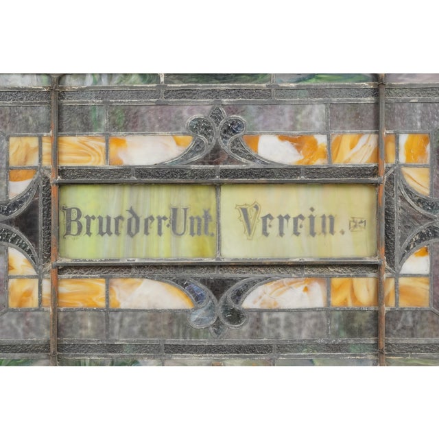 1900s Rectangular Leaded Stained Glass Church Window For Sale - Image 12 of 12