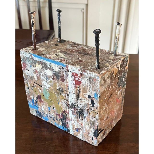 White George S. Rennie III (American 1940 - 2022) Mid-Century Modern Mixed Media Construction Abstract Drip Painting Table Sculpture Circa 1965 For Sale - Image 8 of 17