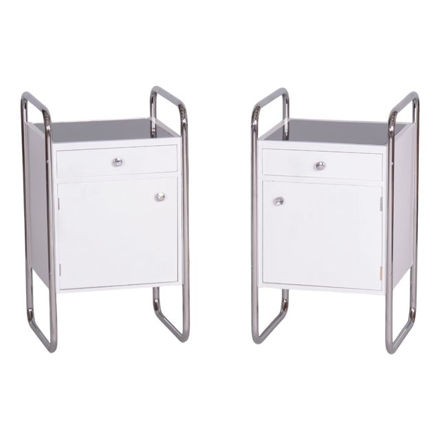 Bauhaus Bedside Tables in Chrome by Vichr, 1930s, Set of 2 For Sale