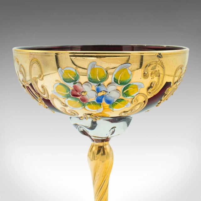 1970s Vintage Venetian Libation Cup, Italian, Art Glass, Gilt, Decorative Wine Flute For Sale - Image 9 of 11