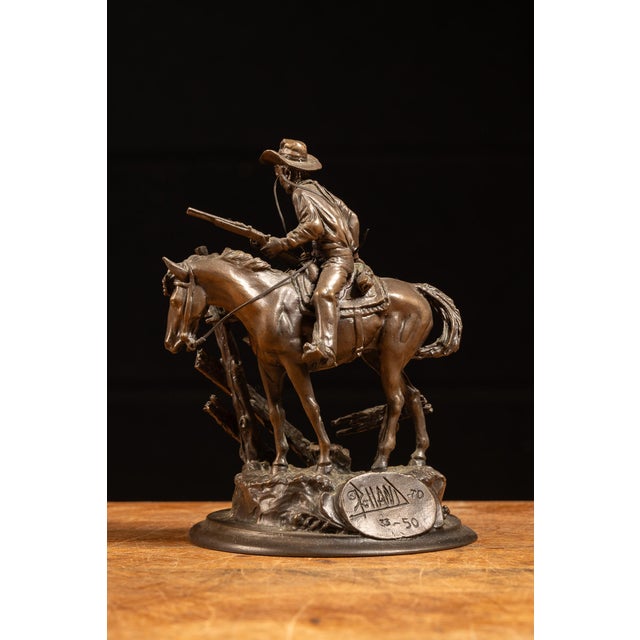 American 1970 John Polland “Wanted” Limited-Edition Solid Bronze Western Sculpture For Sale - Image 3 of 8