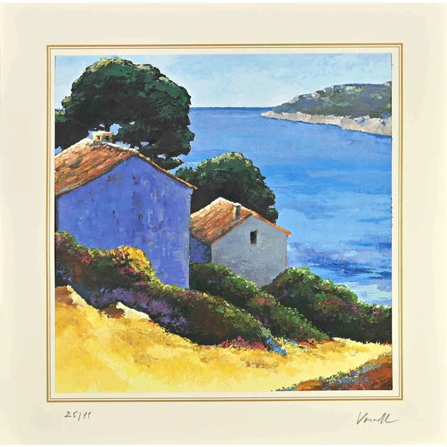 After Nicholas Verrall, The Houses on the Lake, Lithograph, Late 20th Century For Sale