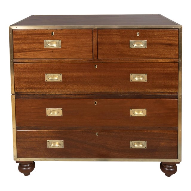Victorian Brass Mounted Mahogany Campaign Chest For Sale