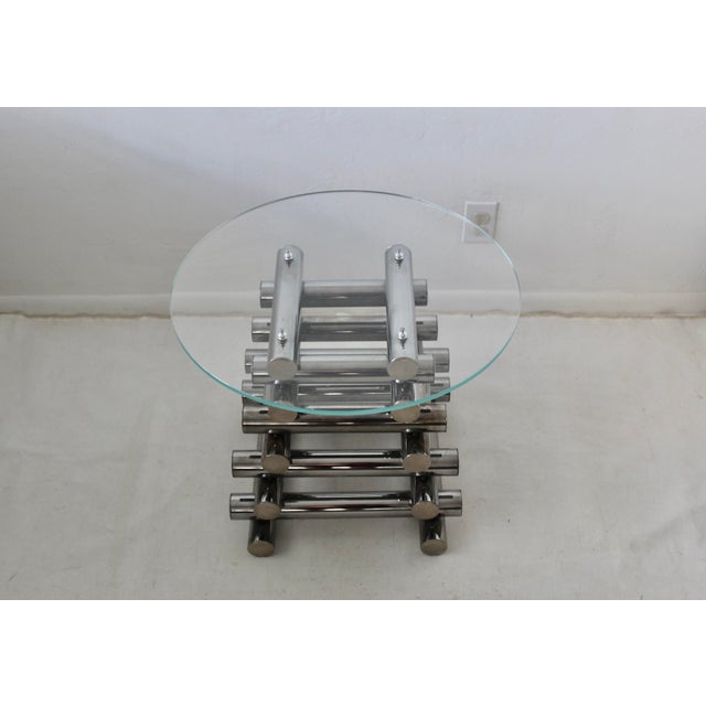 Paul Mayen Style Chrome Tubular Stacked Side Tables Vintage-a Pair For Sale - Image 16 of 17