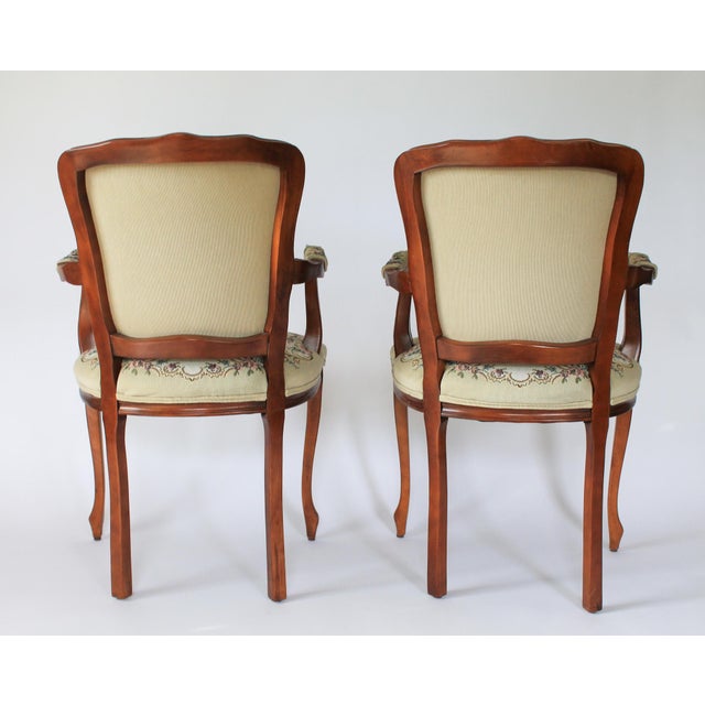 Late 20th Century French Louis XV Style Needlepoint Armchairs For Sale - Image 9 of 16