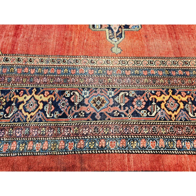 19th Century Oversized Persian Bidjar Rug, Hand-Knotted Wool, Geometric Pattern, Red & Navy, 11x15 For Sale - Image 18 of 18