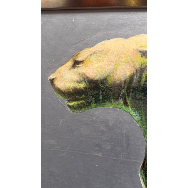 Silent Lion An original signed painting by Georgian artist Lado Gorgadze, Silent Lion presents a striking interpretation...