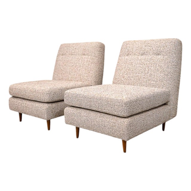 Pair of "L" Armchairs in Hardwood & Fabric, Joaquim Tenreiro, 1958 - Lot 28A For Sale
