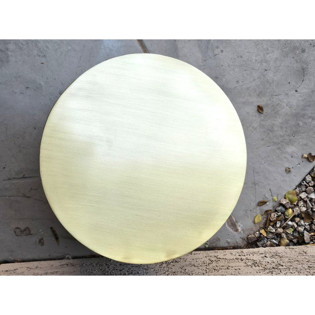 1960s Vintage Solid Brass Drum Table Attributed to Brueton, 1/8" Heavy Gauge Brass, Polished & Lacquered For Sale - Image 5 of 6