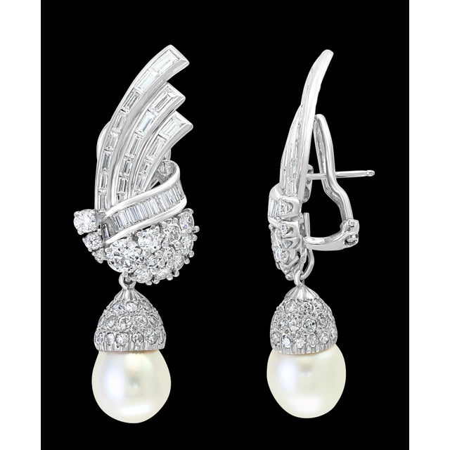 Gemstone Antique Diamond Pearl Suite in 18 Karat White Gold, Bridal, Estate For Sale - Image 7 of 18