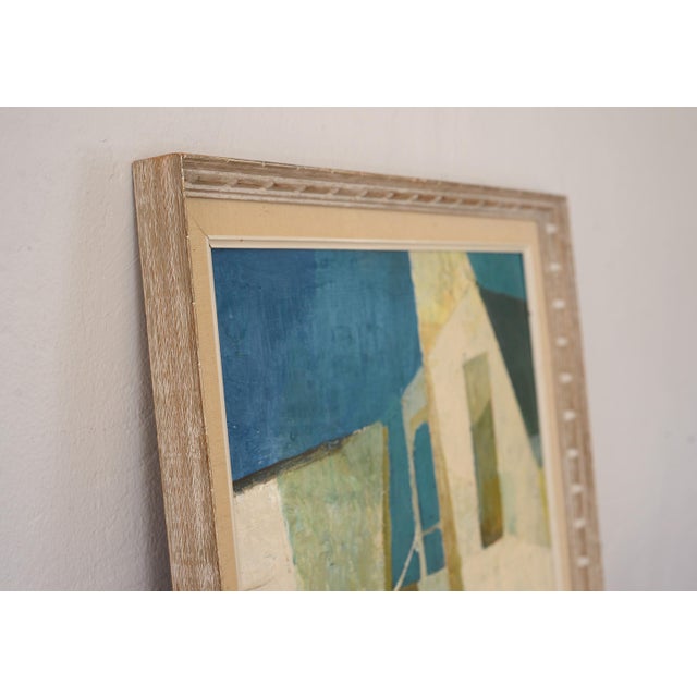 Mid Century Abstract Cubist Architectural Buildings Painting For Sale - Image 11 of 13