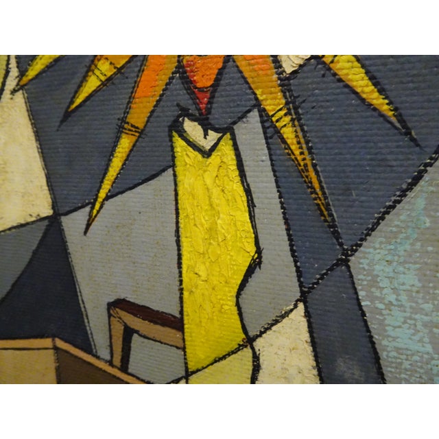 Green Mid 20th Century Cubist Oil Painting of a Nun with Candle, Framed For Sale - Image 8 of 13