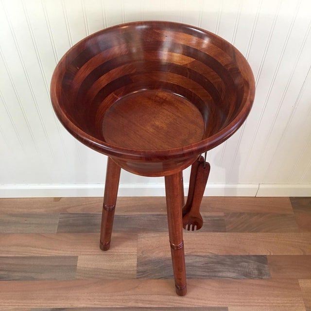 Caesar Salad Serving Bowl With Stand & Utensils Chairish