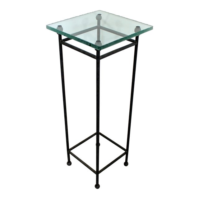 Contemporary Modern Square Steel Frosted Glass Pedestal Display Stand 1980s Chairish