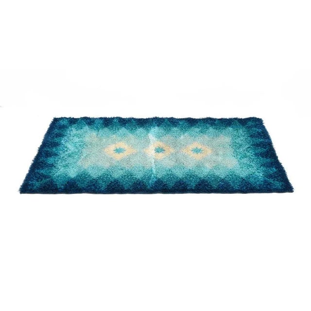 Mid-Century Italian Blue and White Virgin Wool Rug from Samit Borgosesia, 1970s For Sale - Image 6 of 8