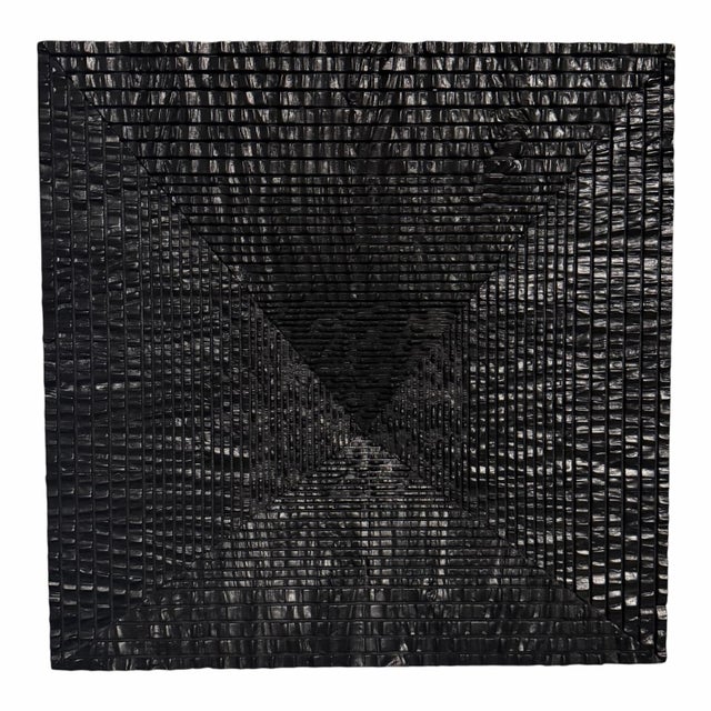 Contemporary Pair of Kyoto Concave Hand-Carved Wall Panels From Studio a Home by Global Views – Matte Black For Sale - Image 3 of 5