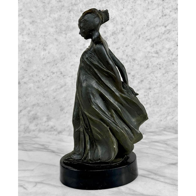 Art Nouveau Vintage Art Nouveau Figural Women Verdigris Sculpture - 13" For Sale - Image 3 of 10