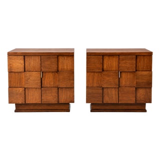 Staccato Brutalist Mid Century Nightstands - Pair For Sale