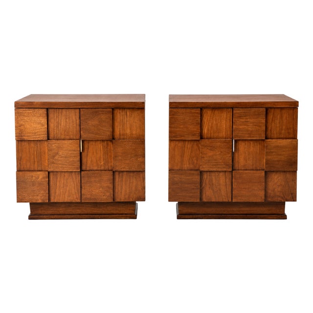 Staccato Brutalist Mid Century Nightstands - Pair For Sale