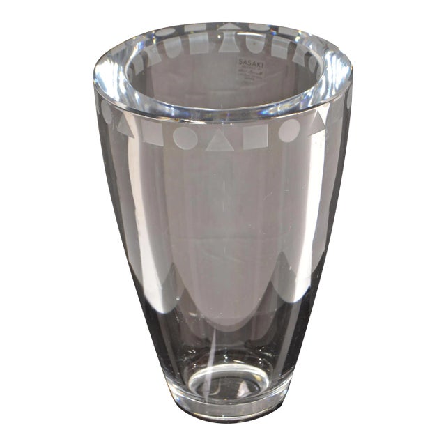 1970s Ward Bennett for Sasaki Sengai Japan Clear Lead Crystal Vase For Sale