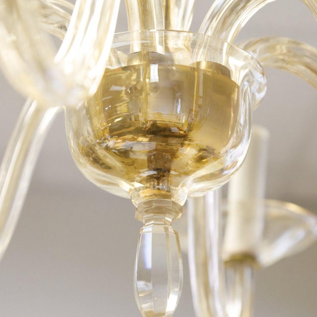 Champagne Colored Six-Light Murano Chandelier For Sale In Birmingham - Image 6 of 13