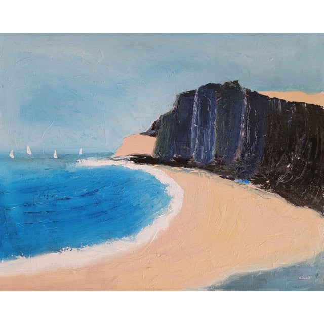 Blue Cliffside 4, Contemporary Seascape Landscape Oil Painting For Sale - Image 8 of 13