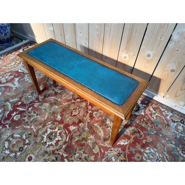 Art Deco Piano Bench in Stained Wood and Vinyl, 1930s For Sale - Image 4 of 7