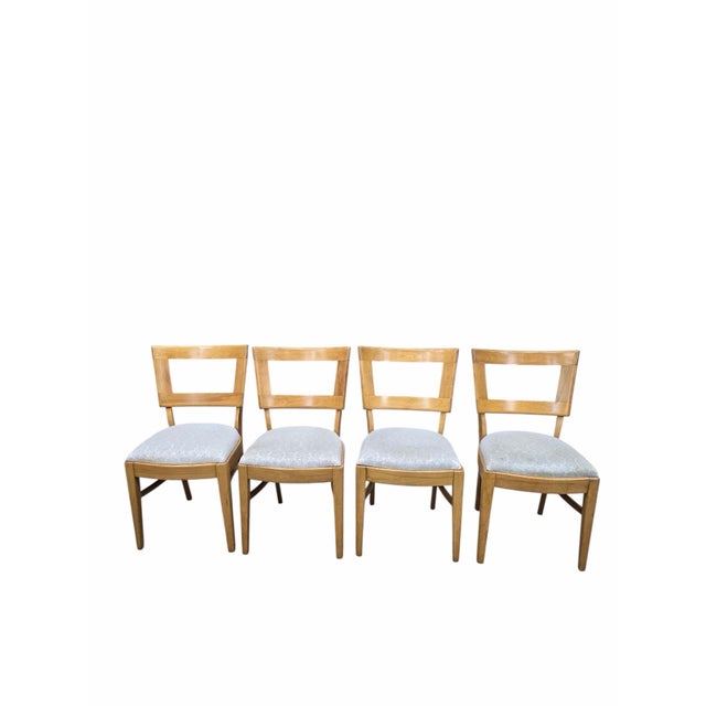 MCM Attributed Heywood-Wakefield Dining Chairs in Blonde Birch – Set of 4 For Sale - Image 10 of 10