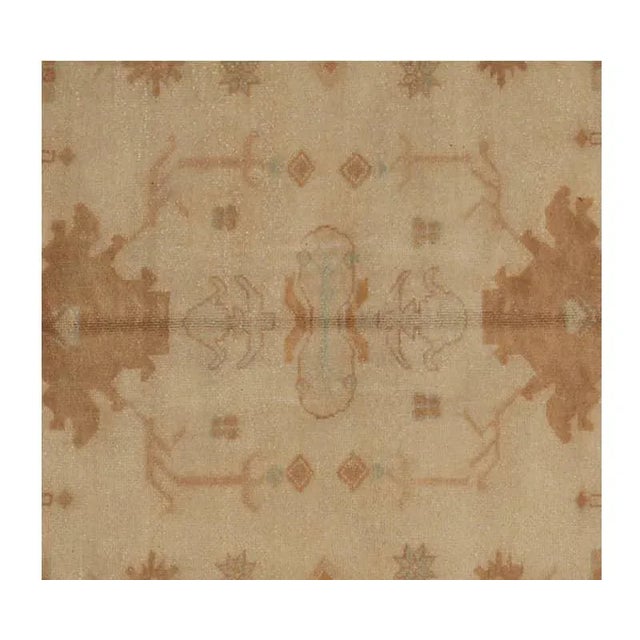1990s Handwoven Beige Turkish Oushak Area Rug 9'2" X 12'4" For Sale - Image 5 of 7