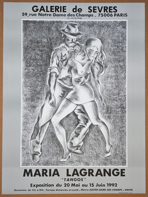 Original Semi Nude Tango Dancers Poster by Maria Lagrange, 1992
