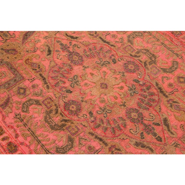 Textile 3 X 5 Handmade Orange Vintage Overdyed Wool Rug For Sale - Image 7 of 8