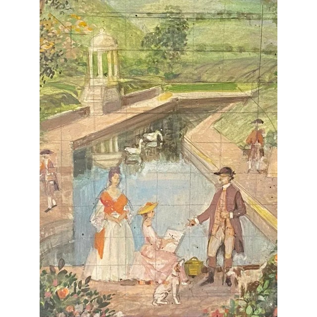 Victorian Vintage Impressionist Landscape Victorian Garden Watercolor Painting Richard Gabriel Chase For Sale - Image 3 of 7