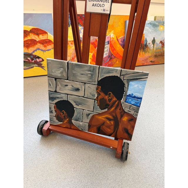 Figurative The Boy I Left Behind. By Emmanuel Akolo, Acrylic on Canvas, (2026) For Sale - Image 3 of 5