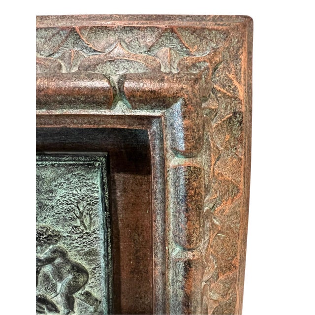 1960s 1960s Vintage Copper Verdigris Figural Relief Encased in Copper Frame For Sale - Image 5 of 6