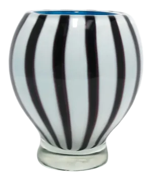 Italian Murano Art Glass Vase in Black and White