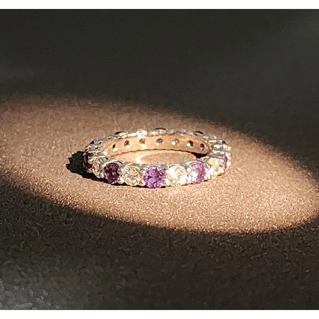 2.52 Ct Natural Alexandrite & Diamond Eternity Band in Platinum, Size 5.75 For Sale - Image 4 of 8