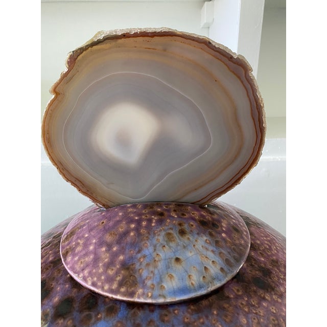 1980s 1980s Mark Hines Raku Lidded Pottery Vessel For Sale - Image 5 of 18