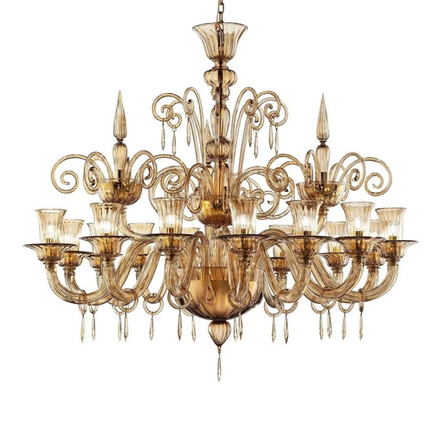 Dark Amber Pagliesco Lively Curls Murano Glass Chandelier by Simoeng for Simoeng For Sale - Image 6 of 7