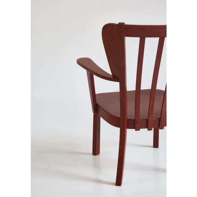 Wood Set of Danish Canada Armchairs in Stained Beech by Fritz Hansen, 1940s For Sale - Image 7 of 18