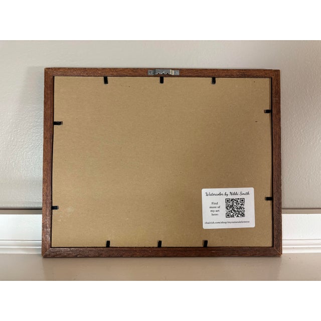 Contemporary Dancing Daisies – Original Watercolor Painting in Vintage Wood Frame For Sale - Image 3 of 3