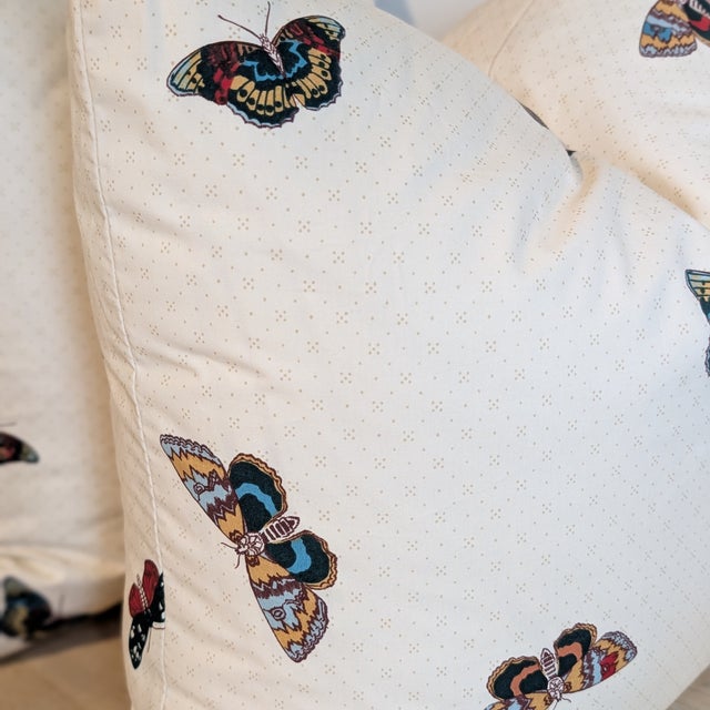 Cream Decors Barbares Papillons Tchekhonine Pillows - Pair For Sale - Image 8 of 9