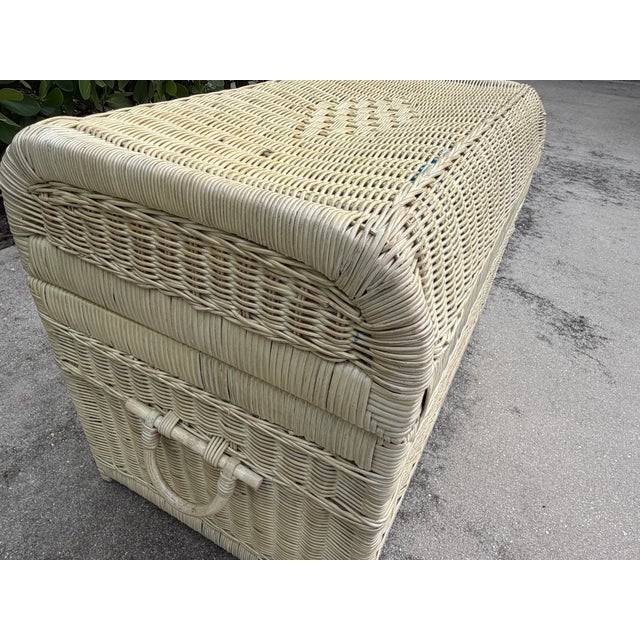 Vintage Palm Beach Wicker Basket Blanket Chest / Storage Trunk For Sale - Image 11 of 13