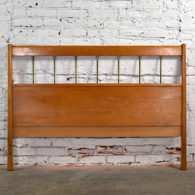 Paul McCobb Planner Group Mid Century Modern Full-Size Headboard Brass & Birch For Sale - Image 9 of 13
