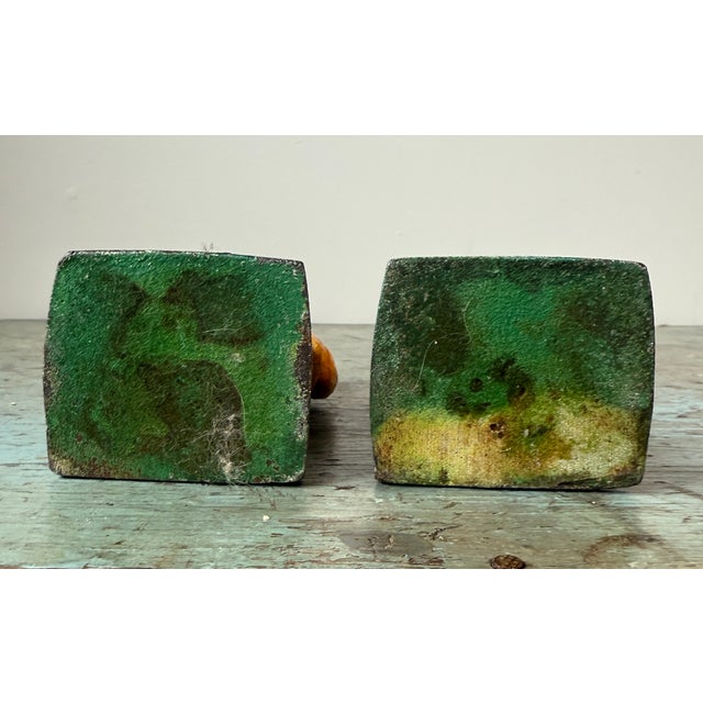 Metal Pair of Vintage Cast Iron Bookend Fishermen Yellow Slickers - Or Doorstops For Sale - Image 7 of 8