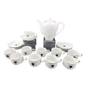 1960s Rare Western Airlines Ceramic China Coffee Service - Coffee Pot & 10 Cups & Saucers - 21 pcs